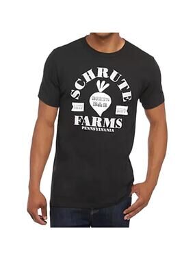 THE OFFICE TV Show Schrute Farms Black Graphic T-Shirt by Ripple Junction Large